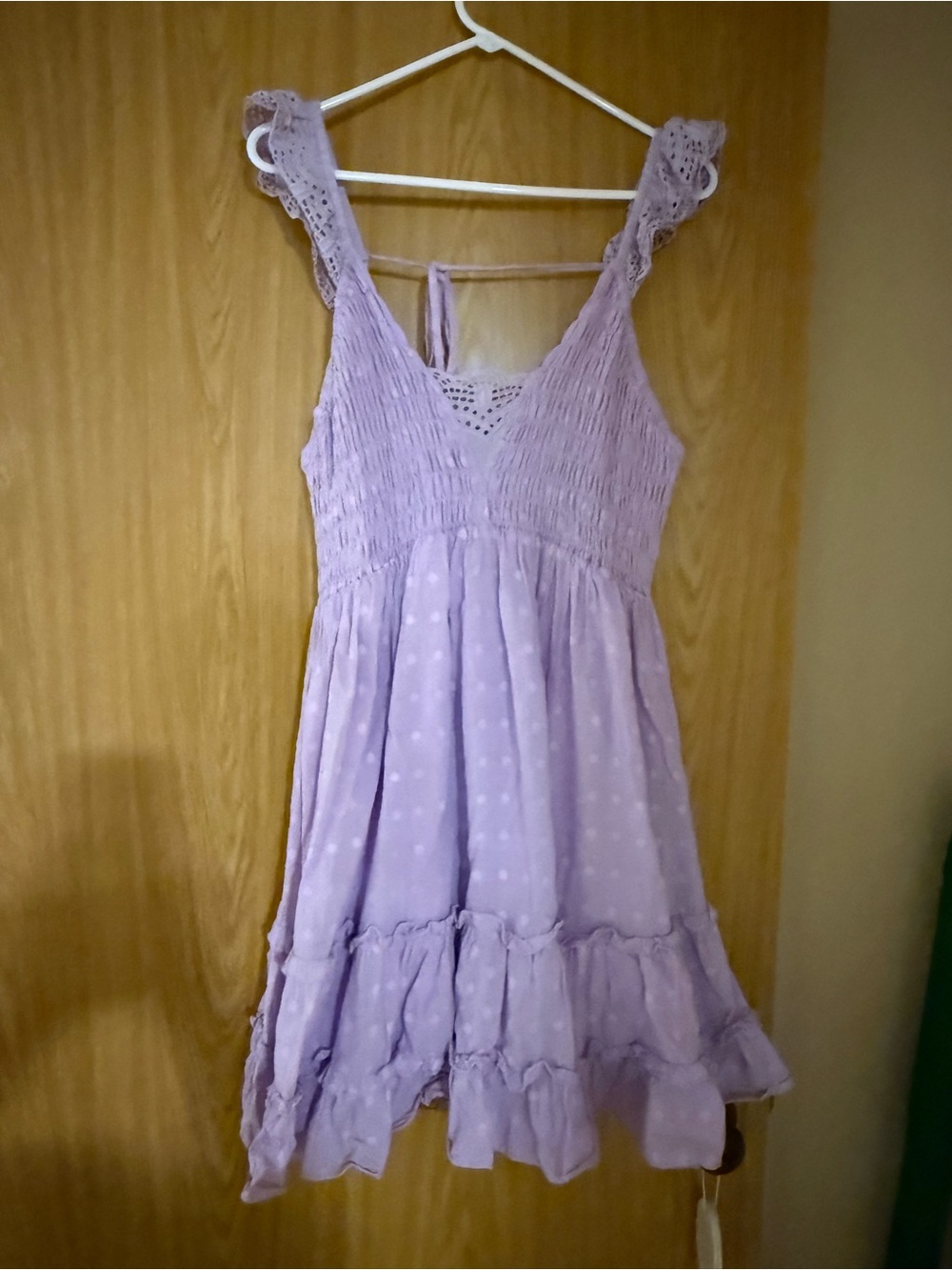 white birch Lilac Smocked Sundress with Lace Straps